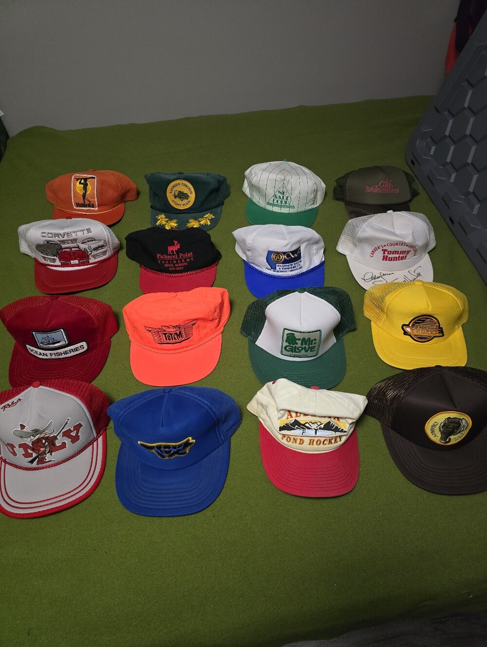 Assorted Men's Mesh Trucker Cap - Green Front with White Mesh